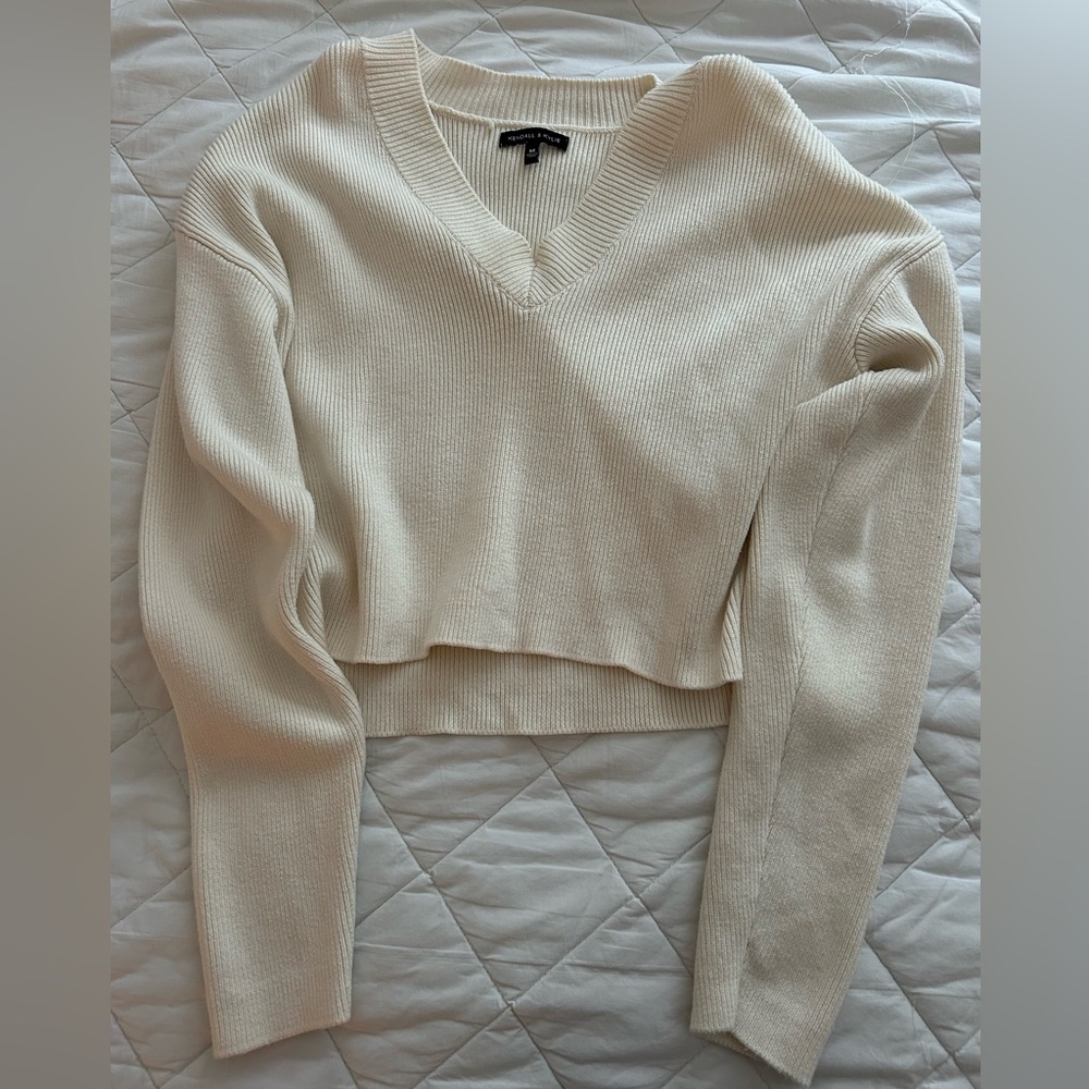 Cream V-neck sweater